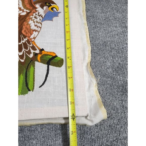 Eagle Embroidery Handmade Crafted Needlepoint Thick Thread Puffy Tree 12"x 24" - Picture 5 of 7